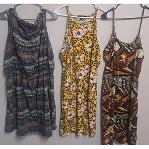 Women's Plus Size 3X 3 Pc Dress Lot Boho Floral Leopard Knee Length
